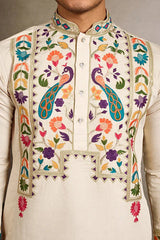 Beige Color Special Embroidered Kurta for Mens Wear