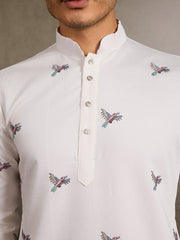 White Embroidered Work Kurta for Groom Wedding Look⭐⭐⭐⭐⭐