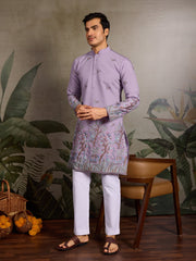 Premium Lavender Embroidered Kurta for Mens Wear⭐⭐⭐⭐⭐