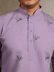 Premium Lavender Embroidered Kurta for Mens Wear⭐⭐⭐⭐⭐