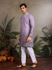 Premium Lavender Embroidered Kurta for Mens Wear⭐⭐⭐⭐⭐