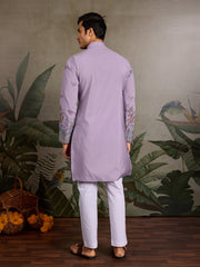 Premium Lavender Embroidered Kurta for Mens Wear⭐⭐⭐⭐⭐