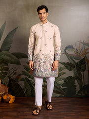 Beige Embroidered Work Beautiful Kurta for Men⭐⭐⭐⭐⭐
