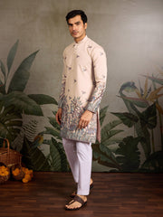 Beige Embroidered Work Beautiful Kurta for Men⭐⭐⭐⭐⭐