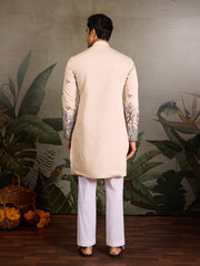 Beige Embroidered Work Beautiful Kurta for Men⭐⭐⭐⭐⭐