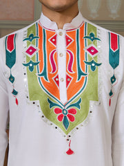 White Traditional Designer Festival Wear Kurta for Men