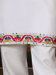 White Traditional Designer Festival Wear Kurta for Men