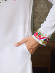 White Traditional Designer Festival Wear Kurta for Men