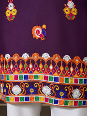Royal Purple Embroidered Kurta for Men | Festive & Ethnic Wear