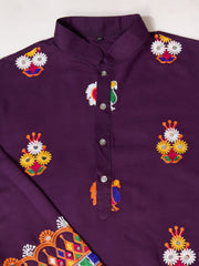 Royal Purple Embroidered Kurta for Men | Festive & Ethnic Wear