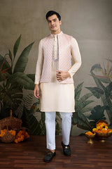 Traditional Beige Kurta Set with Koti Jacket
