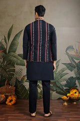 Beautiful Black Viscose Silk Kurta Koti Set