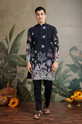 Beautiful Black Viscose Silk Kurta mens wear near me