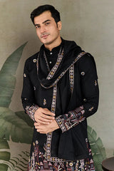 Classic Black Kurta Pajama for Men with Rich Embroidery