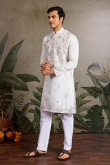 Classic White Mirror with Embroidered Work Kurta for Weddings
