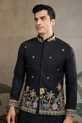 Designer Black Kurta with Embroidered Koti – Elegant Style
