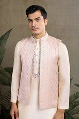 Traditional Beige Kurta Set with Koti Jacket