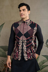 Beautiful Black Viscose Silk Kurta Koti Set