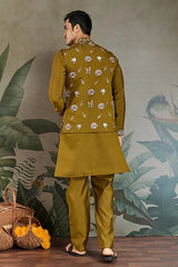 Golden Olive Open Koti Style Kurta Pajama Set for Men