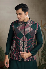Indian ethnic wear Designer Green Kurta Koti Jacket