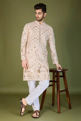 Designer Ivory Viscose Rayon Kurta for Men Online