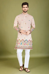 Designer Ivory Viscose Silk Men's Kurta Online