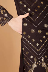 Brown Designer Men's Kurta – Viscose Rayon Fabric