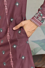 Embroidered Pastel Chocolate Kurta for Men Wear