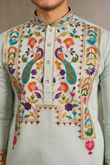 Pista Color Wedding Special Kurta Design for Mens Wear