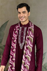 Designer Purple Men Kurta and Dupatta for Weddings