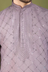 Designer Dusty Peach Viscose Silk Kurta – Shubh Kala Store