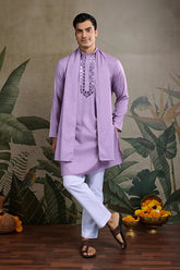 Dusty Pink Mirror Work Kurta for Men - Designer Wear