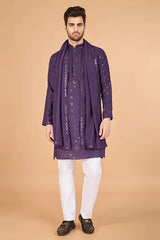 Dusty Purple Latest Branded Kurta for Mens Wear