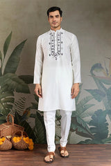 Simple & Stylish White Kurta with Dupatta for Men