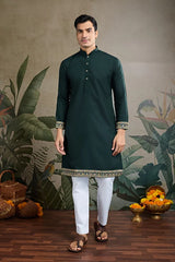 Stylish Green Men's Kurta Koti Set – Trendy & Elegant