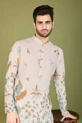 Ivory Viscose Rayon Designer Men's Kurta Online