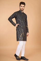 Cement Grey Designer Kurta – Viscose Rayon Fabric