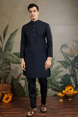 Beautiful Black Viscose Silk Kurta Koti Set