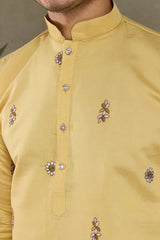 Haldi Special Yellow Embroidered Kurta Pajama Set for Men