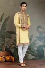 Yellow Embroidered Kurta for Haldi & Celebrations