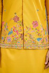 Designer Yellow Cotton Kurta with Koti Jacket Online