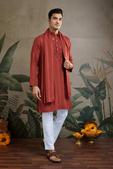 Festive Rust Orange Ultimate Guide to Menswear Kurta & Dupatta