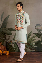 Pista Color Wedding Special Kurta Design for Mens Wear