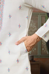 Ethnic White Embroidered Koti Kurta Set for Men⭐⭐⭐⭐⭐