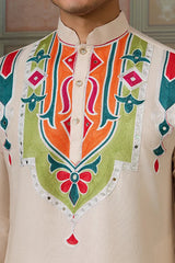 Cream Embroidered Festival Wear Kurta for Men