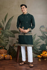 Stylish Green Men's Kurta Koti Set – Trendy & Elegant