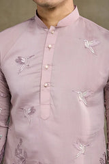 Designer Peach Viscose Silk fancy kurtas for men