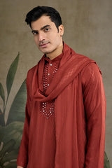 Festive Rust Orange Ultimate Guide to Menswear Kurta & Dupatta