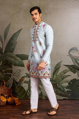 Elegant Look Indian Festive Sky Blue Kurta for Men