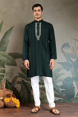 Traditional Green Kurta with Dupatta for Mens Wear